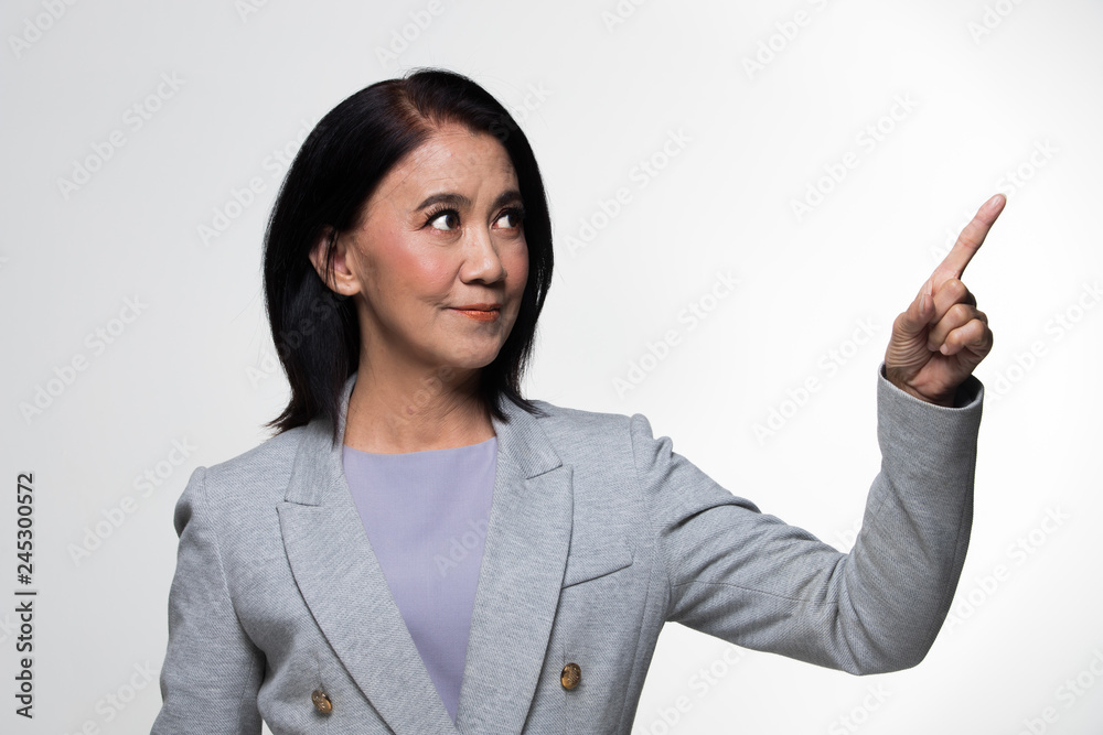 Asian 50s 60s years old Business Woman Stand suit Asian 50s 60s years old Business Woman Stand suit