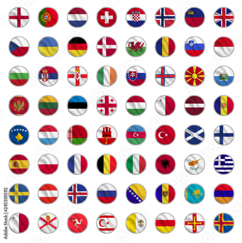 set of circle badges with flag of all europe vector illustration © 4luck