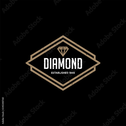 Diamonds Logo Hipster style. Hipster retro vintage diamond label, badge, crest. Retro Vintage Insignias. Vector design elements, business signs, logos, identity, labels, badges and objects. - Vector