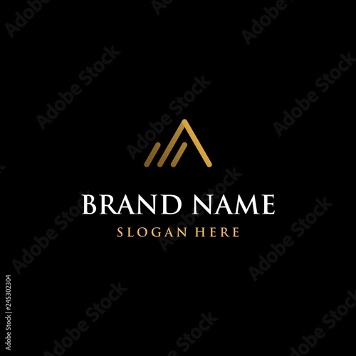 Letter A Outline Golden Elegance Business Modern Logo