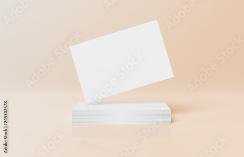 Floating business card mockup isolated 3d rendering