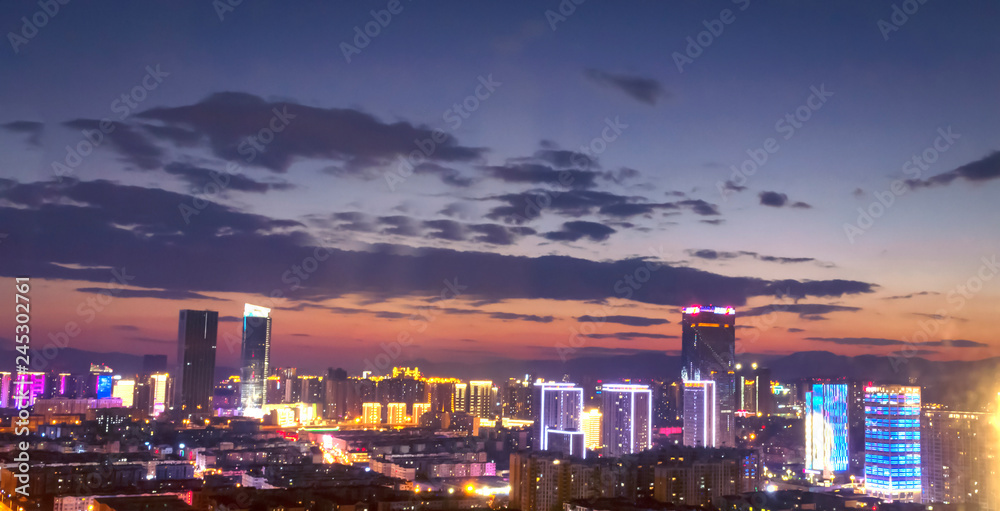 Urban real estate concept: big city night scene Urban real estate concept: big city night scene