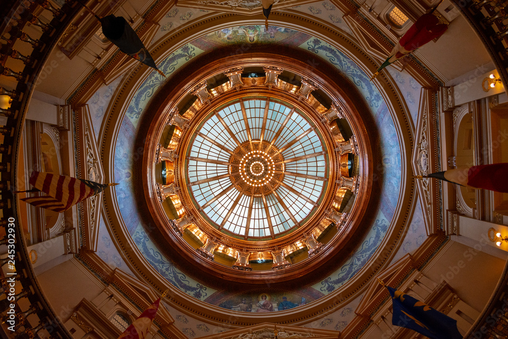 Kansas Statehouse Capitol Dome in the Rotunda in Topeka, Kansas