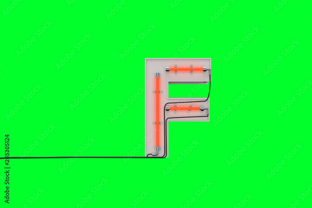 3dfont neon on green background 3d rendering
