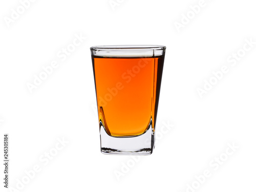 drinking glass of whisky and brandy isolated on a white background