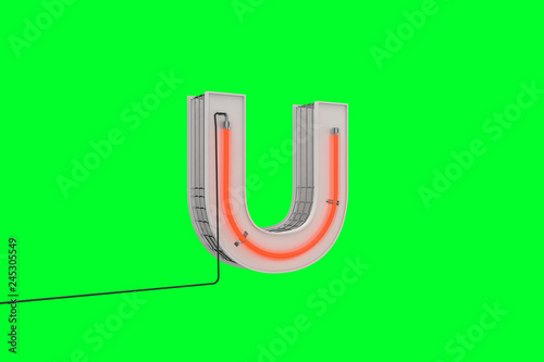 3dfont neon on green background 3d rendering photo