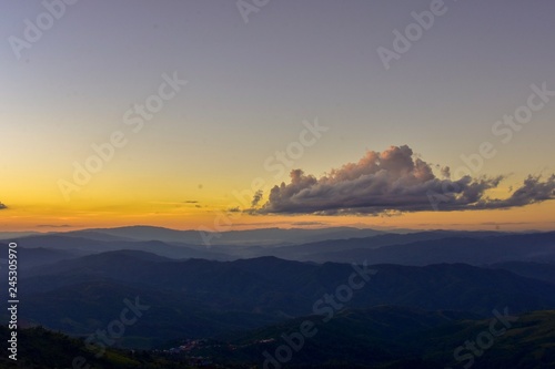 Sunset at Doi Chang Mub , Mae Fa Luang ,Chiang Rai , Thailand.