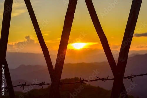 Sunset at Doi Chang Mub , Mae Fa Luang ,Chiang Rai , Thailand. photo