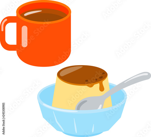 プリンとお茶