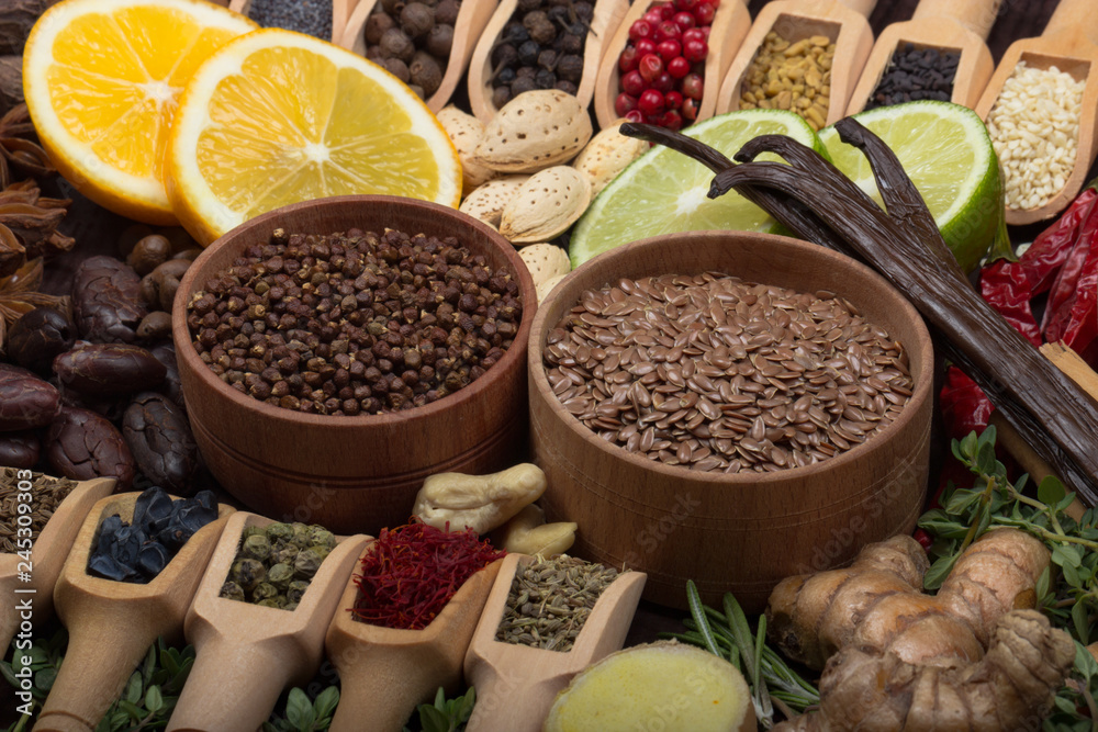 set of spices background set of spices background