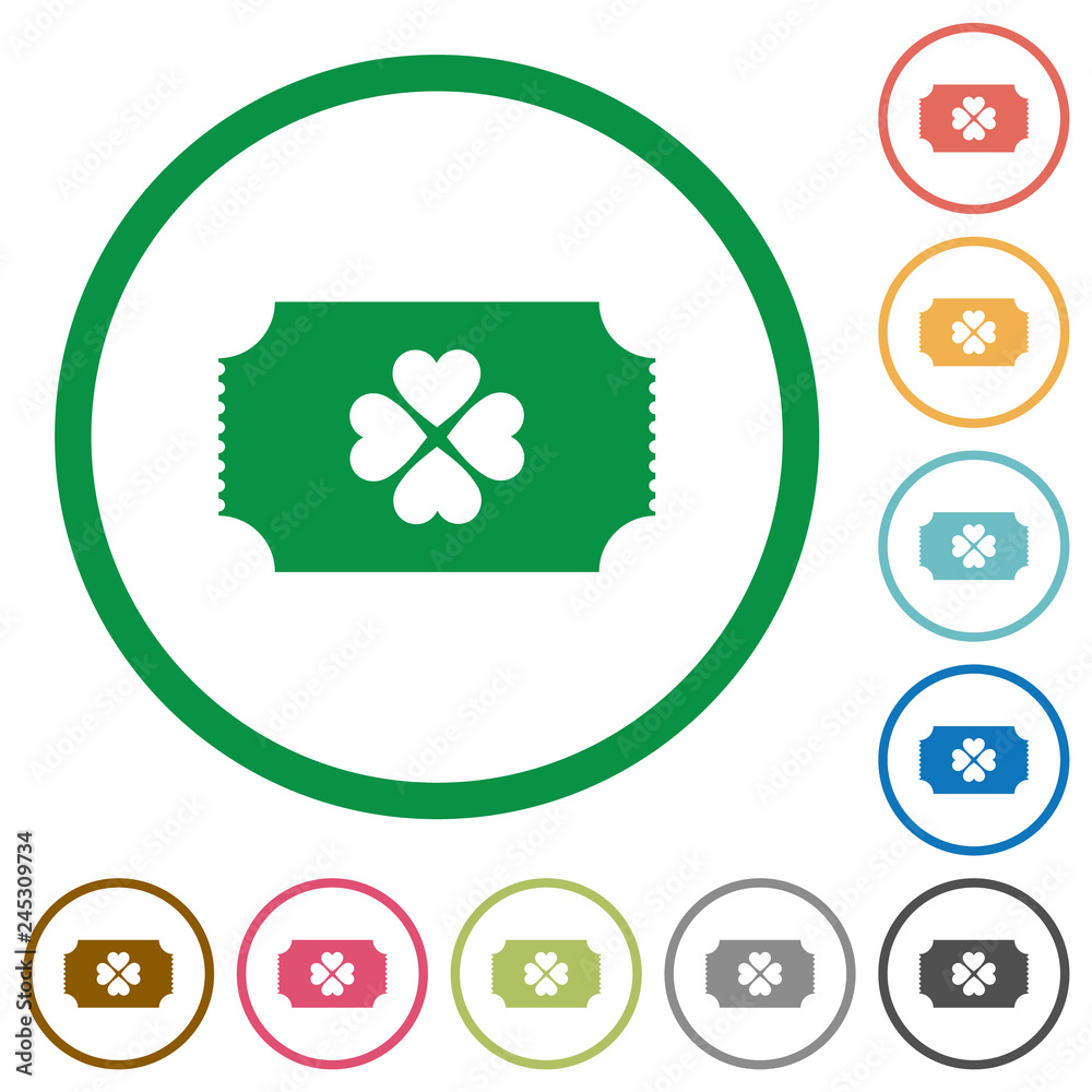 Lottery ticket flat icons with outlines Lottery ticket flat icons with outlines