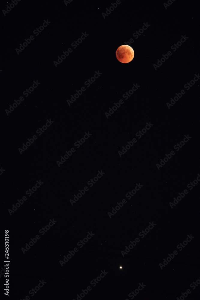 lunar eclipse red moon and mars
