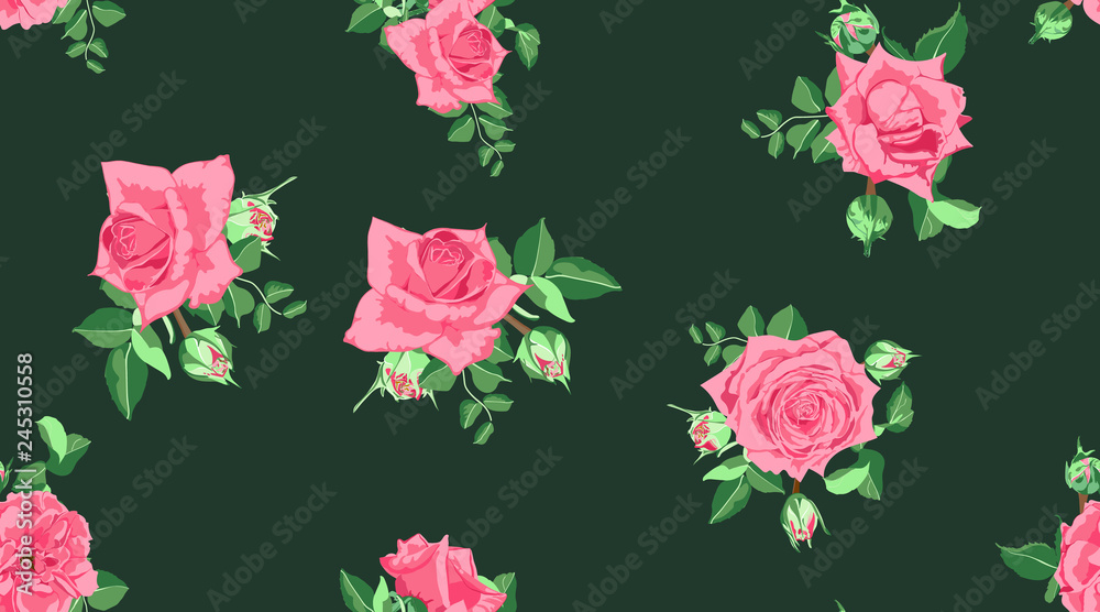 Vector Roses Pattern, Wedding Design.