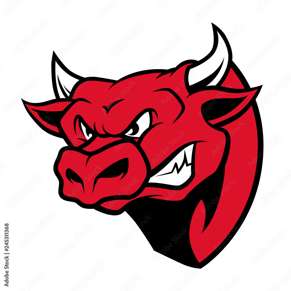 Angry Bull Head Mascot Illustration Vector in Cartoon Style Stock Vector |  Adobe Stock