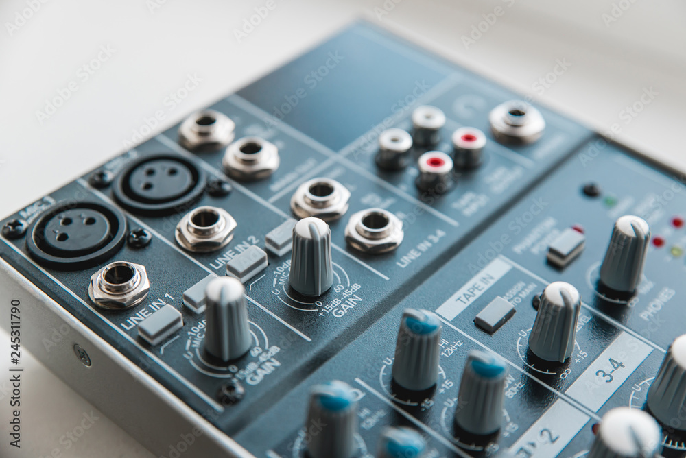 Photo of the analog audio mixer Photo of the analog audio mixer
