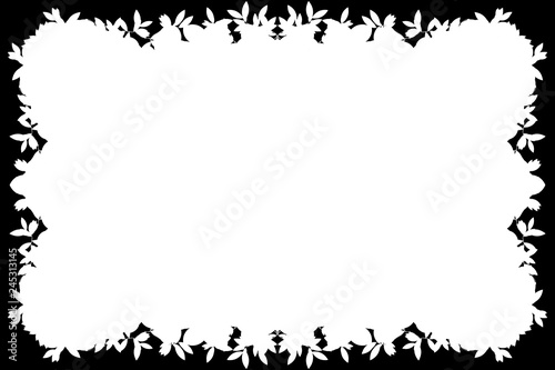 Floral Decorative Black & White Edge for Landscape Photos. Type Text Inside, Use as Overlay or for Layer Mask 