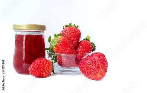 Freshness Various sweet red strawberries with jam strawberry isolated on white background cut out