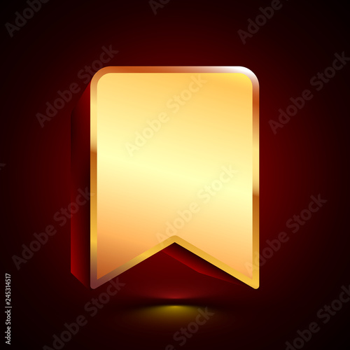 3D stylized Favourites icon. Golden vector icon. Isolated symbol illustration on dark background.
