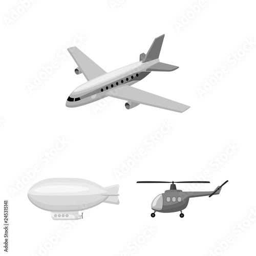 Vector design of transport and object logo. Set of transport and gliding  stock vector illustration.