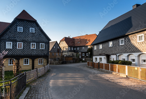 O Umgebindehaus in Obercunnersdorf, Saxony in Germany photo