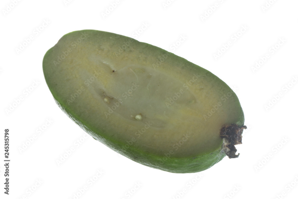 slice of feijoa isolated on white background slice of feijoa isolated on white background