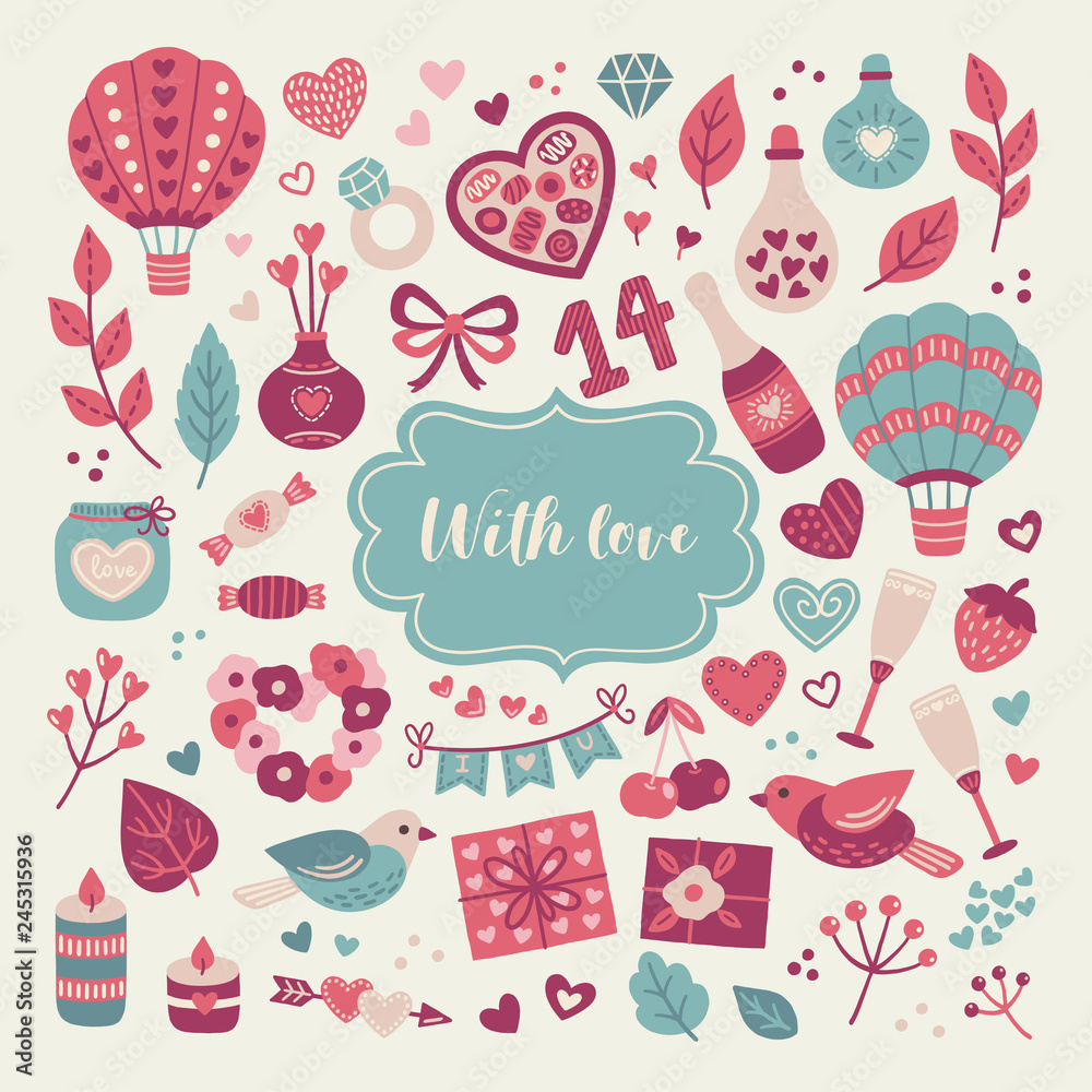 Valentine's Day hand drawn set Valentine's Day hand drawn set