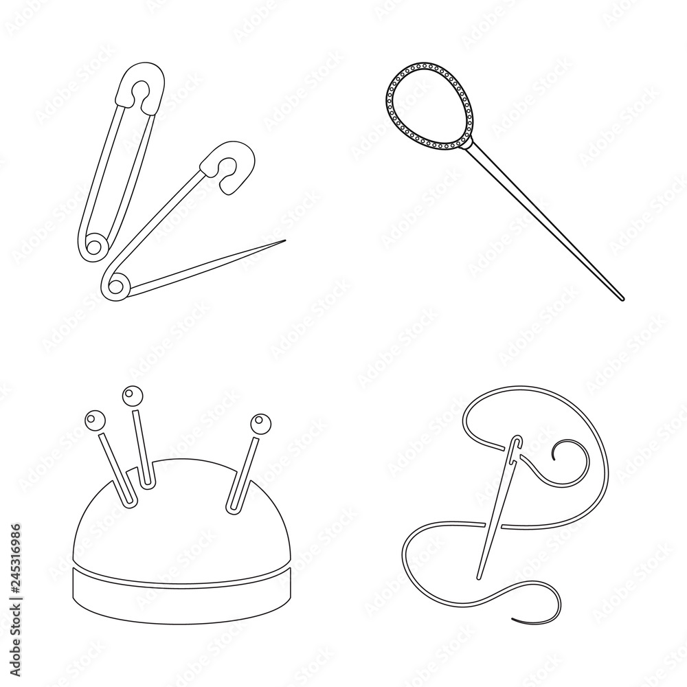 Vector Illustration Of Pin And Sewing Icon Collection Of Pin And Vector Illustration Of Pin And Sewing Icon Collection Of Pin And