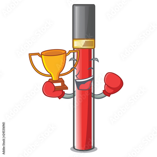Boxing winner lip gloss above cartoon makeup table