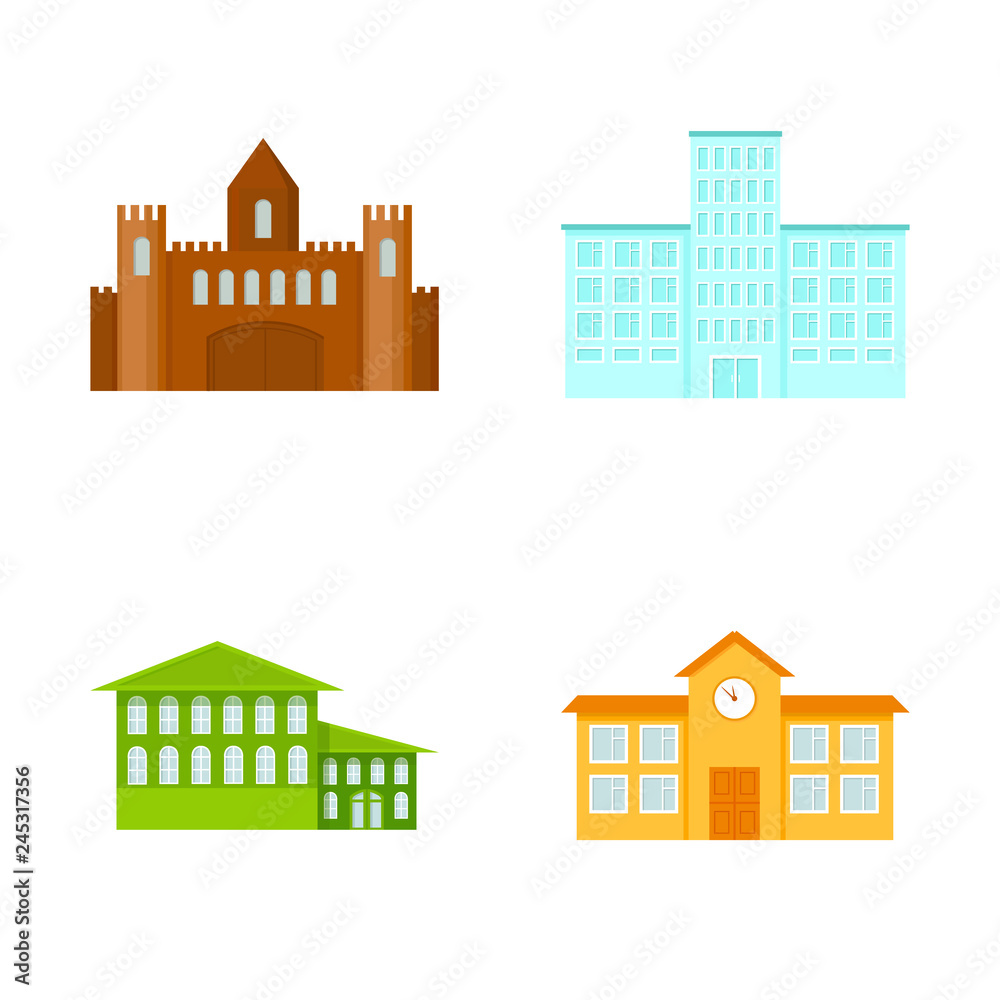 Vector design of building and city sign. Collection of building and business vector icon for stock.