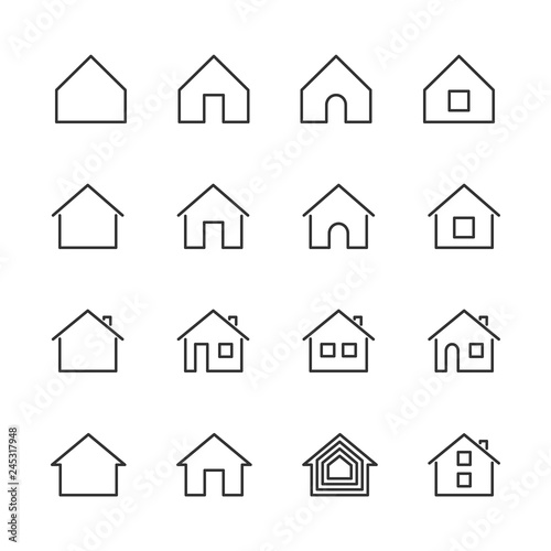 Vector set of house line icons.