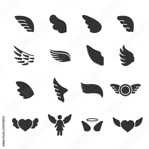 Vector set of wings icons.