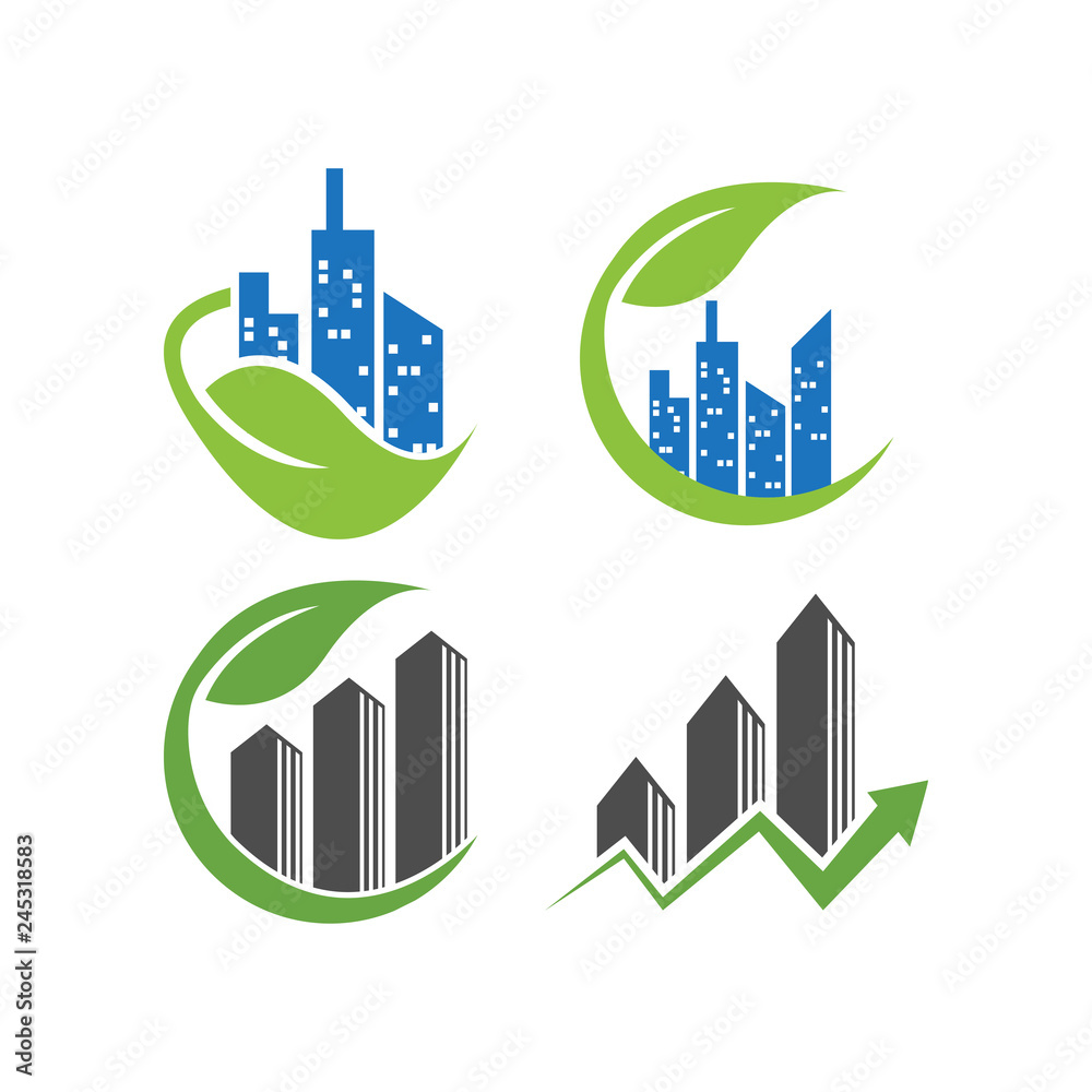 Real estate nature house logo template Real estate nature house logo template