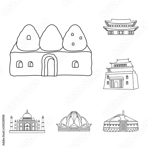 Vector design of  and town  icon. Set of  and house stock symbol for web.