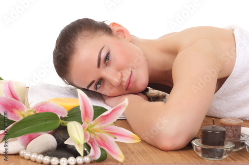 young healthy girl relaxing in spa