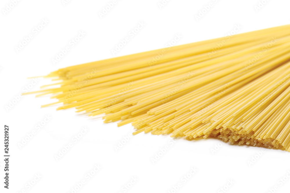 Spaghetti, yellow pasta isolated on white background Spaghetti, yellow pasta isolated on white background