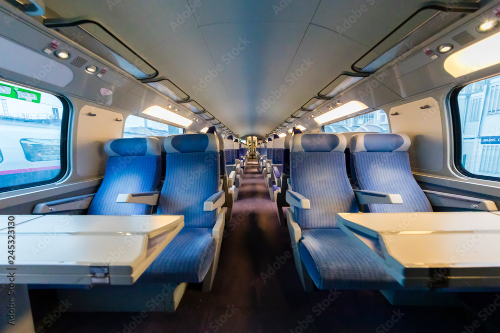 Fototapeta premium Inside an empty high speed train