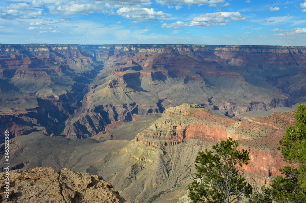 The Grand Canyon in Arizona under a blue sky