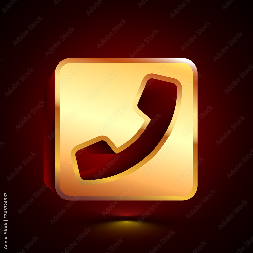 3D stylized Phone icon. Golden vector icon. Isolated symbol illustration on dark background. 3D stylized Phone icon. Golden vector icon. Isolated symbol illustration on dark background.