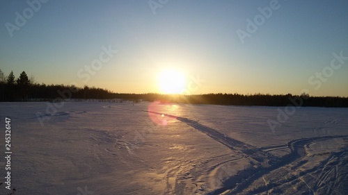 sunset and snow