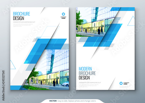 Brochure template layout design. Corporate business annual report, catalog, magazine, flyer mockup. Creative modern bright concept with rhombus shape