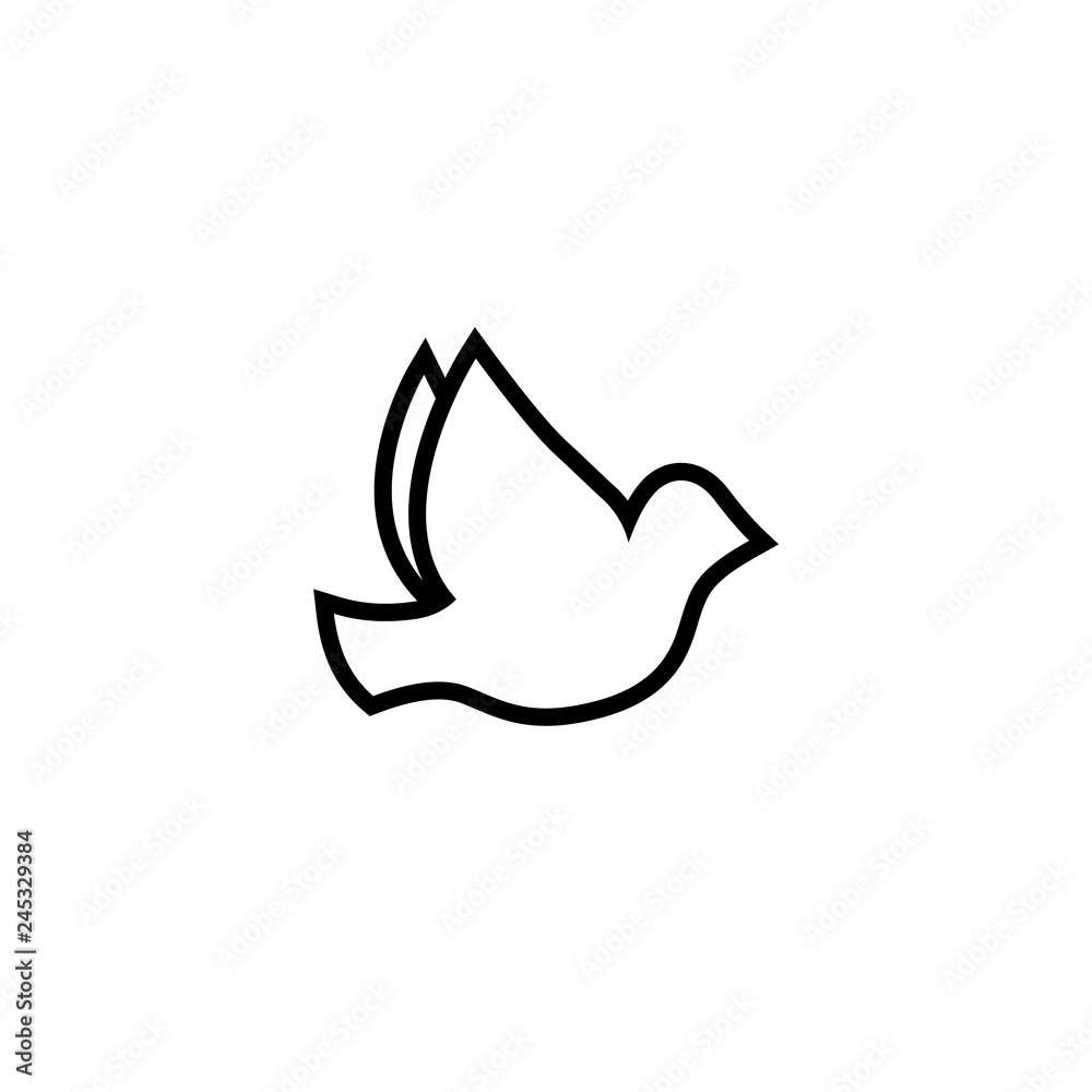 Obraz premium Dove of peace line icon. Outline bird sign.