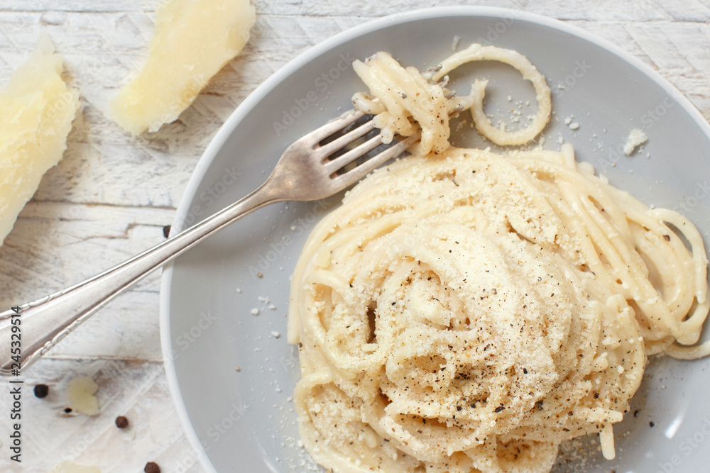 Cacio e pepe, italian cheese and pepper pasta Cacio e pepe, italian cheese and pepper pasta