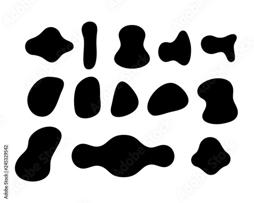 Set of liquid geometric fluent shapes and blots.