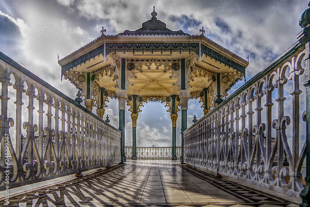 Close up view of Bandstand near the beach. Brighton, United Kingdom.
