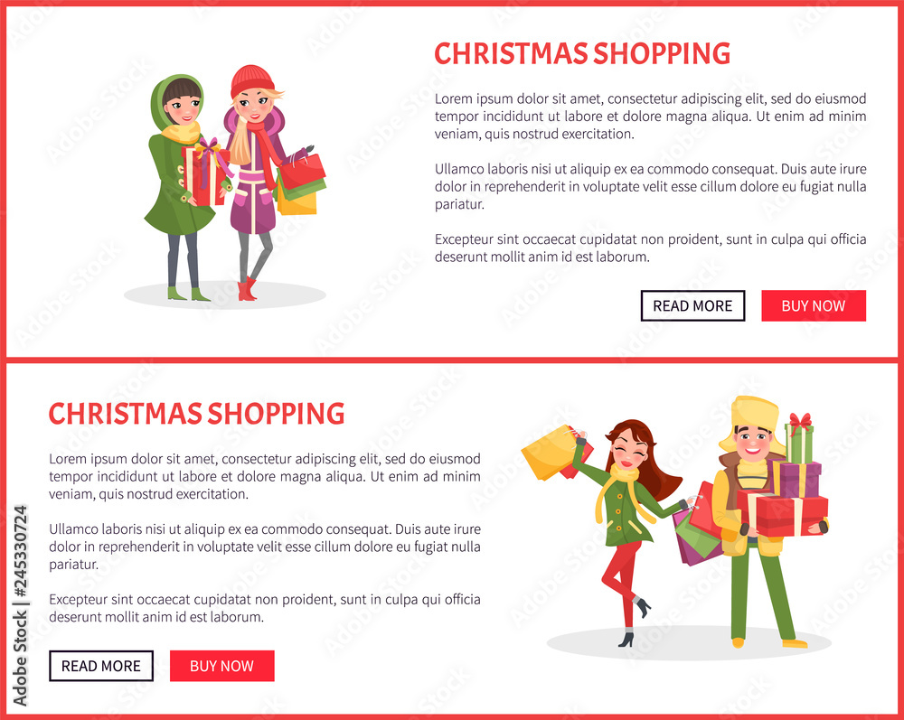 Christmas Shopping Web Pages, People with Presents