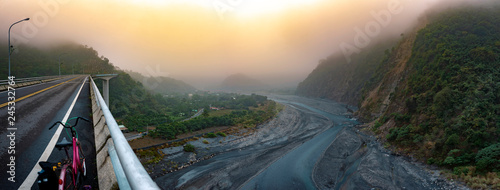 Entering Maolin national park via a high bridge (Taiwan)