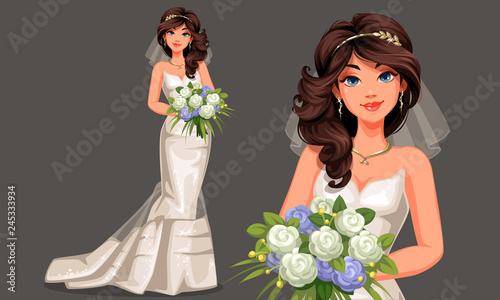 Beautiful bride holding bouquet