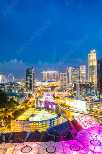 Photography Beautiful architecture building exterior of singapore city