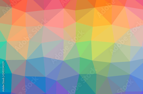 Illustration of abstract Blue, Green, Orange, Red horizontal low poly background. Beautiful polygon design pattern.