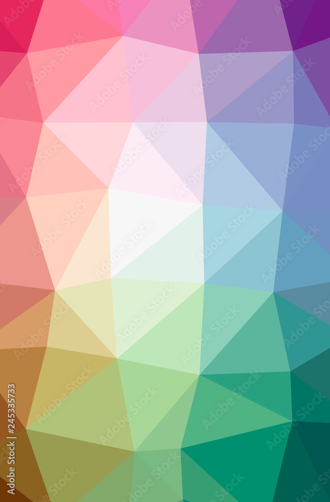 Obraz premium Illustration of abstract Green, Pink, Purple, Red, Yellow vertical low poly background. Beautiful polygon design pattern.
